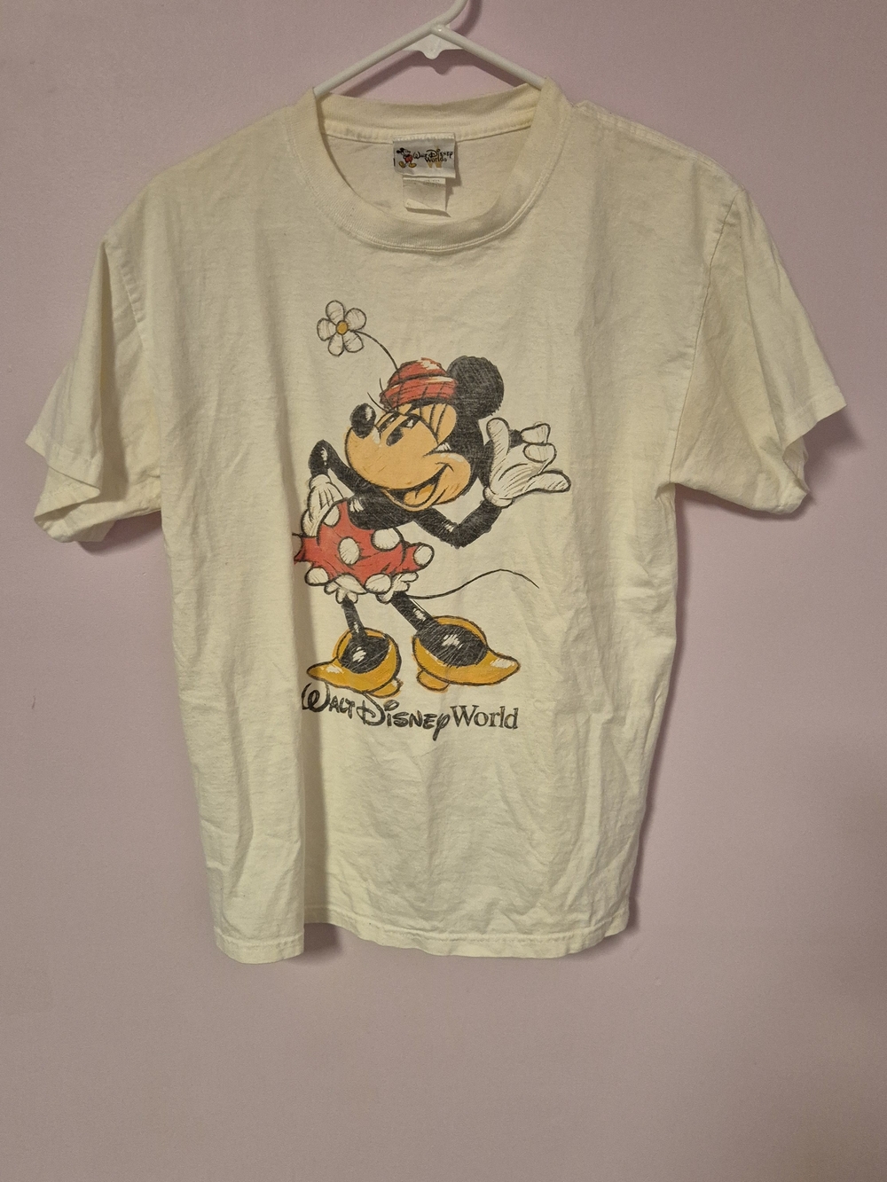 90s Vintage Walt Disney World Minnie Mouse Sketch Large Short Sleeve T Shirt